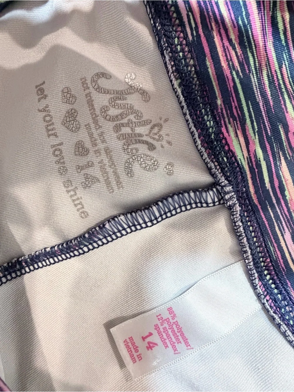 Justice Purple Space-Dye Leggings with Pink & Blue Streaks